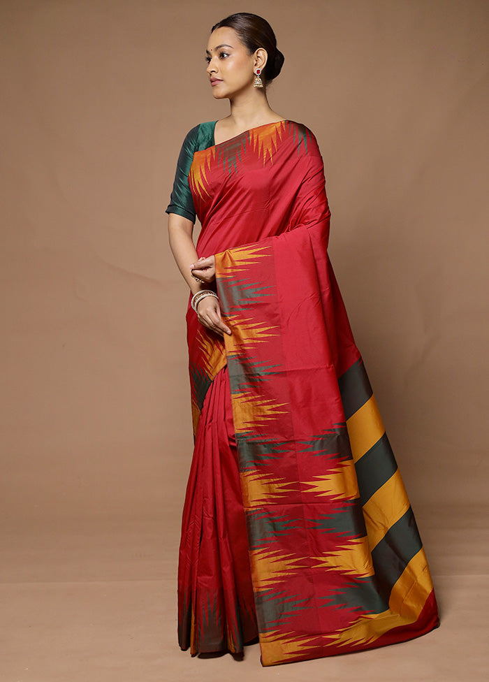 Red Kanjivaram Silk Saree With Blouse Piece