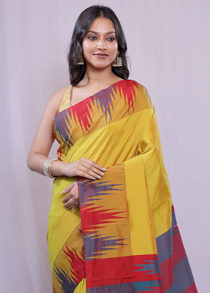 Yellow Kanjivaram Silk Saree With Blouse Piece - Indian Silk House Agencies