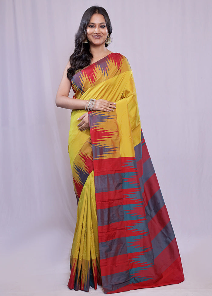 Yellow Kanjivaram Silk Saree With Blouse Piece - Indian Silk House Agencies