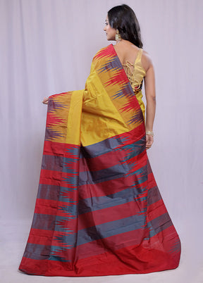 Yellow Kanjivaram Silk Saree With Blouse Piece - Indian Silk House Agencies