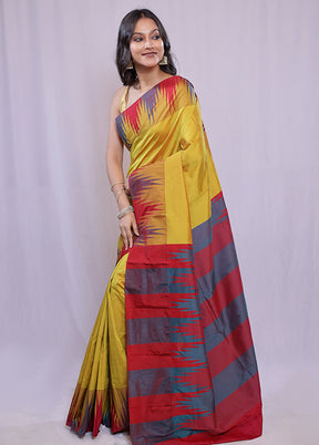 Yellow Kanjivaram Silk Saree With Blouse Piece - Indian Silk House Agencies