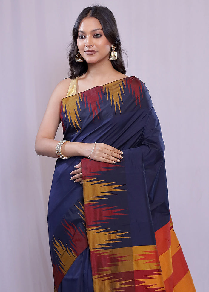 Black Kanjivaram Silk Saree With Blouse Piece - Indian Silk House Agencies