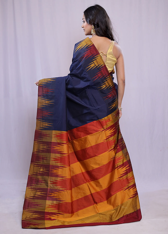 Black Kanjivaram Silk Saree With Blouse Piece - Indian Silk House Agencies