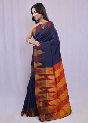 Black Kanjivaram Silk Saree With Blouse Piece - Indian Silk House Agencies