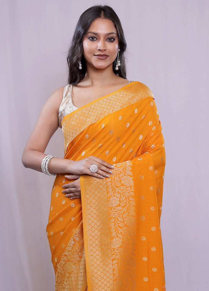 Yellow Georgette Saree With Blouse Piece - Indian Silk House Agencies