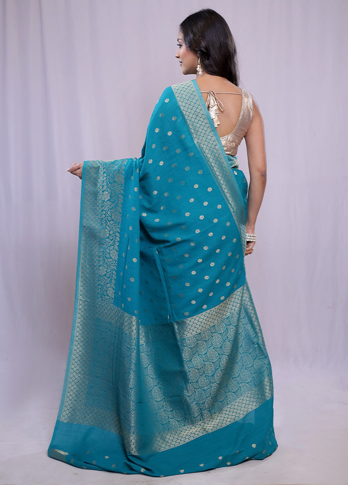 Green Georgette Saree With Blouse Piece - Indian Silk House Agencies