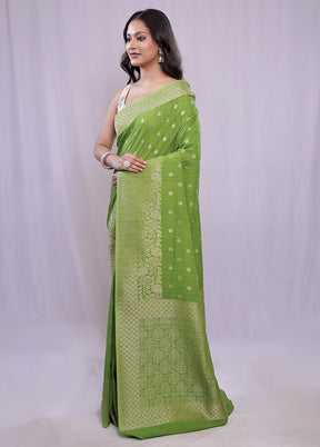 Green Georgette Saree With Blouse Piece - Indian Silk House Agencies