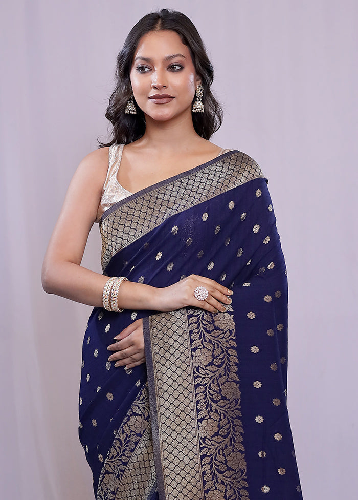 Blue Georgette Saree With Blouse Piece - Indian Silk House Agencies