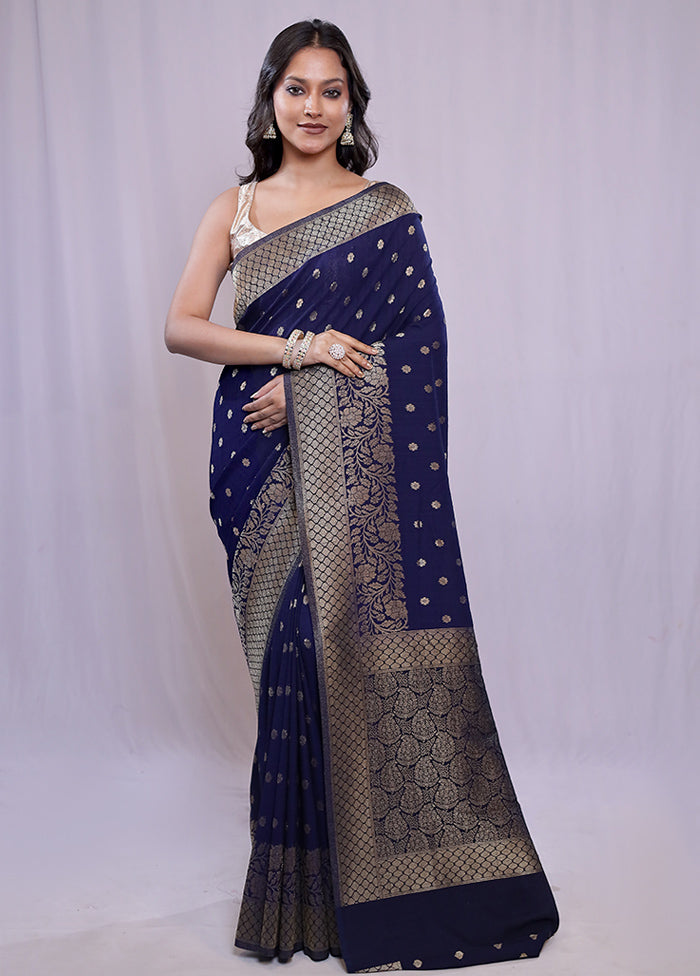 Blue Georgette Saree With Blouse Piece - Indian Silk House Agencies