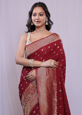 Maroon Georgette Saree With Blouse Piece - Indian Silk House Agencies