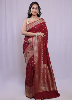 Maroon Georgette Saree With Blouse Piece - Indian Silk House Agencies