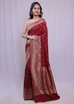 Maroon Georgette Saree With Blouse Piece - Indian Silk House Agencies