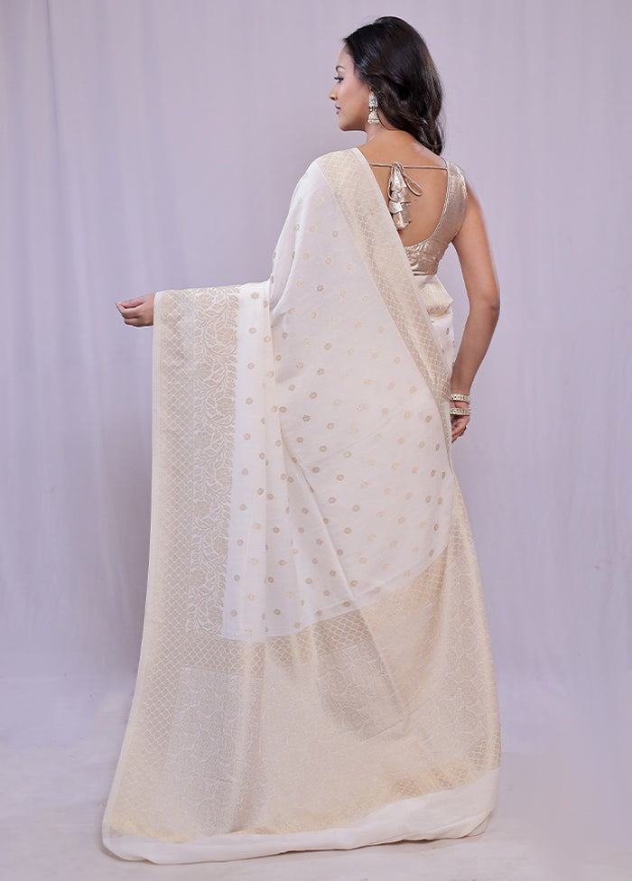 White Georgette Saree With Blouse Piece - Indian Silk House Agencies