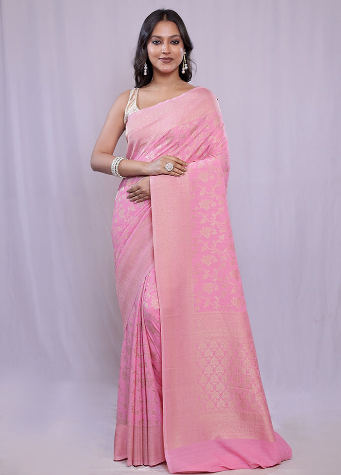 Pink Georgette Saree With Blouse Piece - Indian Silk House Agencies