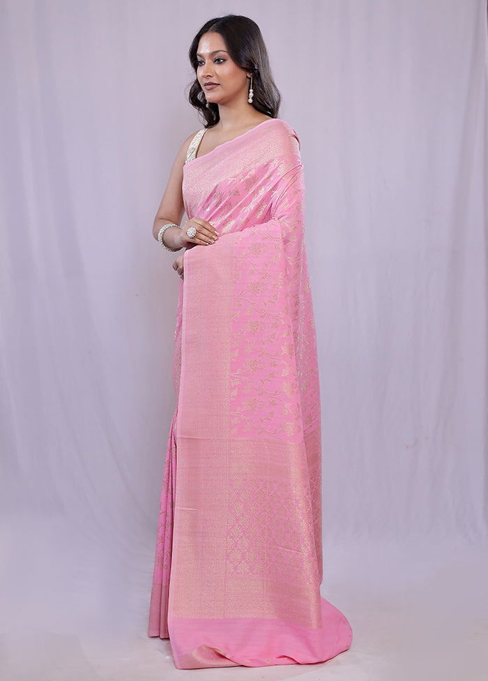 Pink Georgette Saree With Blouse Piece - Indian Silk House Agencies