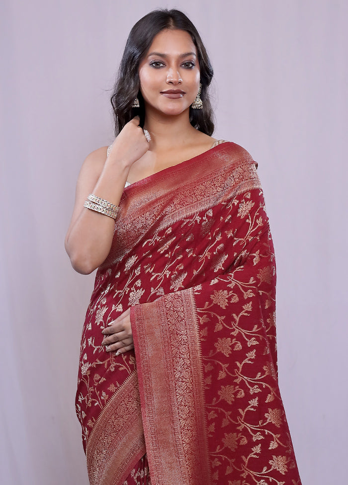 Maroon Georgette Saree With Blouse Piece - Indian Silk House Agencies