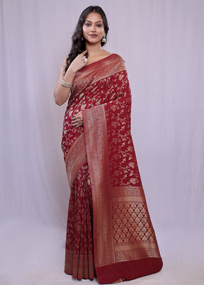 Maroon Georgette Saree With Blouse Piece - Indian Silk House Agencies