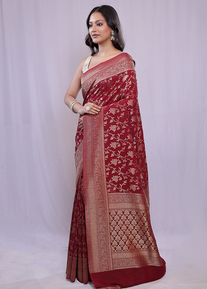 Maroon Georgette Saree With Blouse Piece - Indian Silk House Agencies