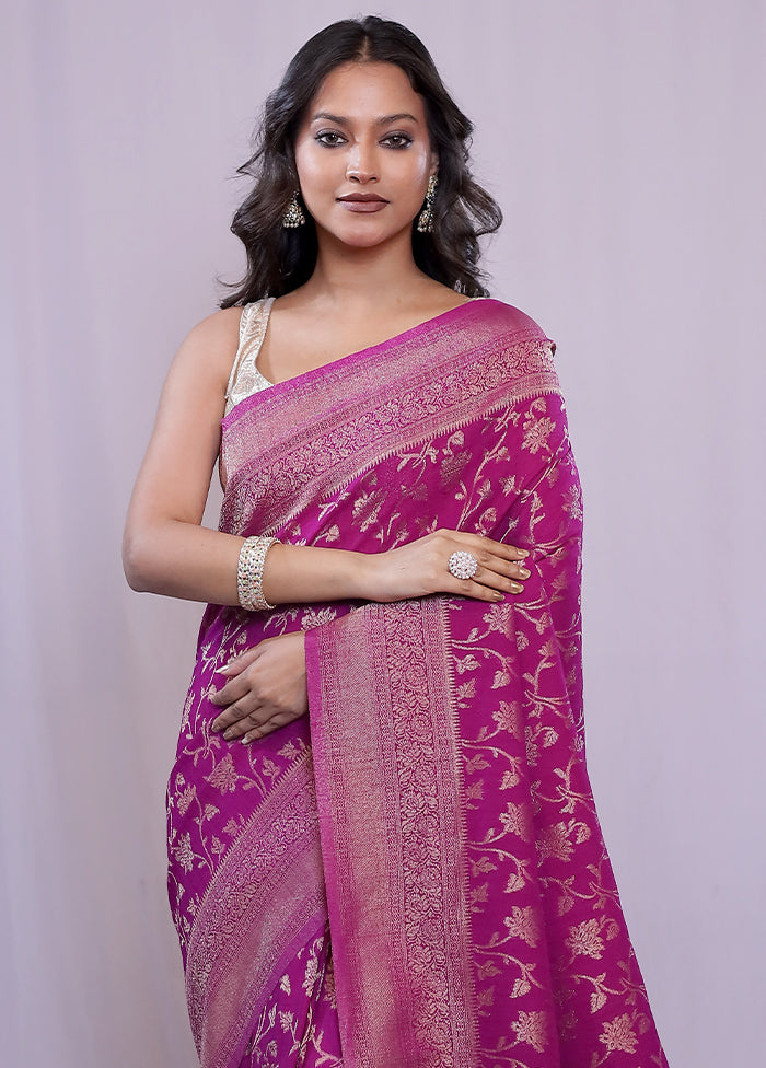 Purple Georgette Saree With Blouse Piece - Indian Silk House Agencies