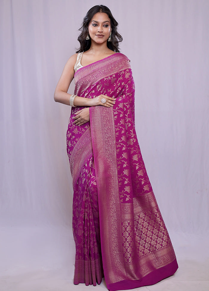 Purple Georgette Saree With Blouse Piece - Indian Silk House Agencies