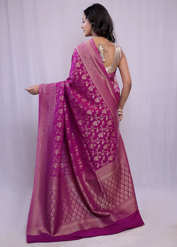 Purple Georgette Saree With Blouse Piece - Indian Silk House Agencies