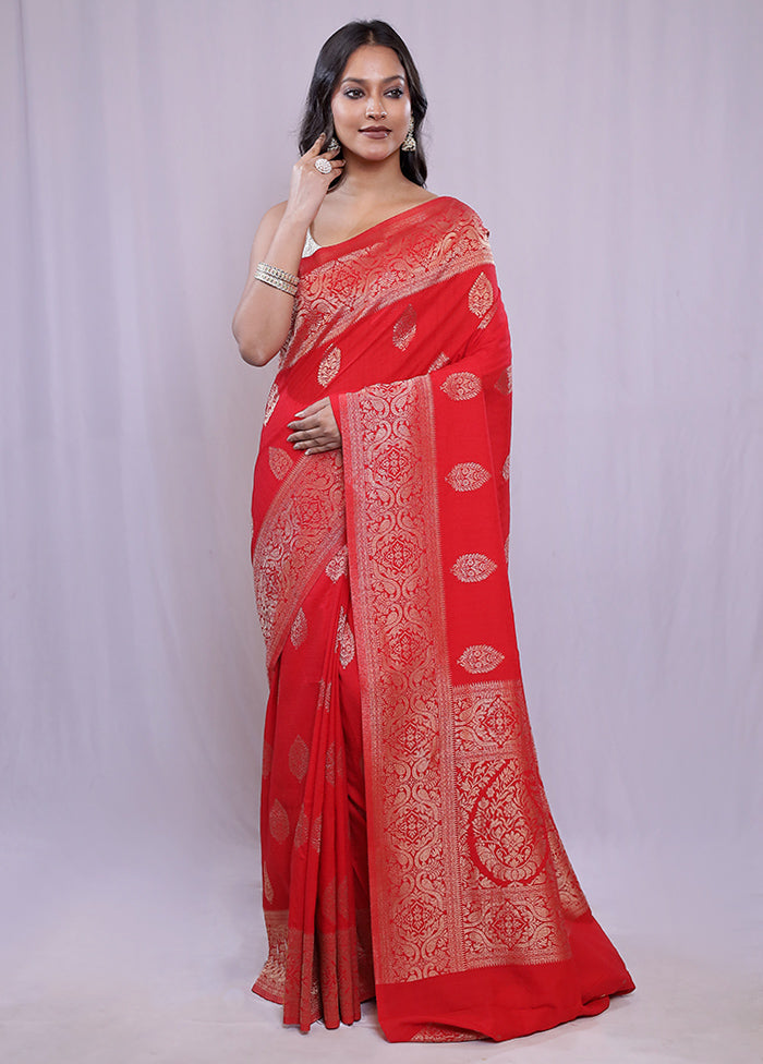 Red Georgette Saree With Blouse Piece - Indian Silk House Agencies