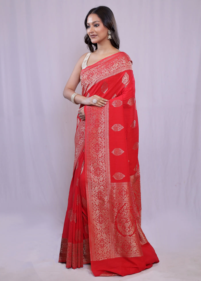 Red Georgette Saree With Blouse Piece - Indian Silk House Agencies