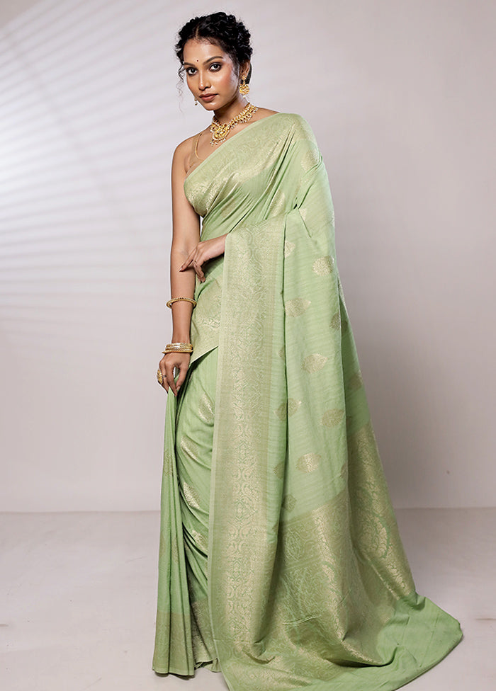 Green Georgette Saree With Blouse Piece