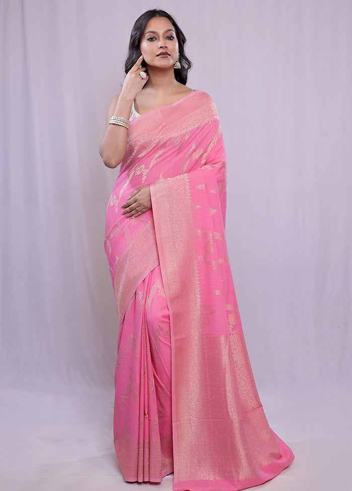 Pink Georgette Saree With Blouse Piece - Indian Silk House Agencies