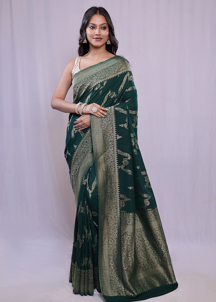 Green Georgette Saree With Blouse Piece - Indian Silk House Agencies