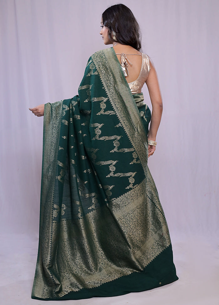 Green Georgette Saree With Blouse Piece - Indian Silk House Agencies