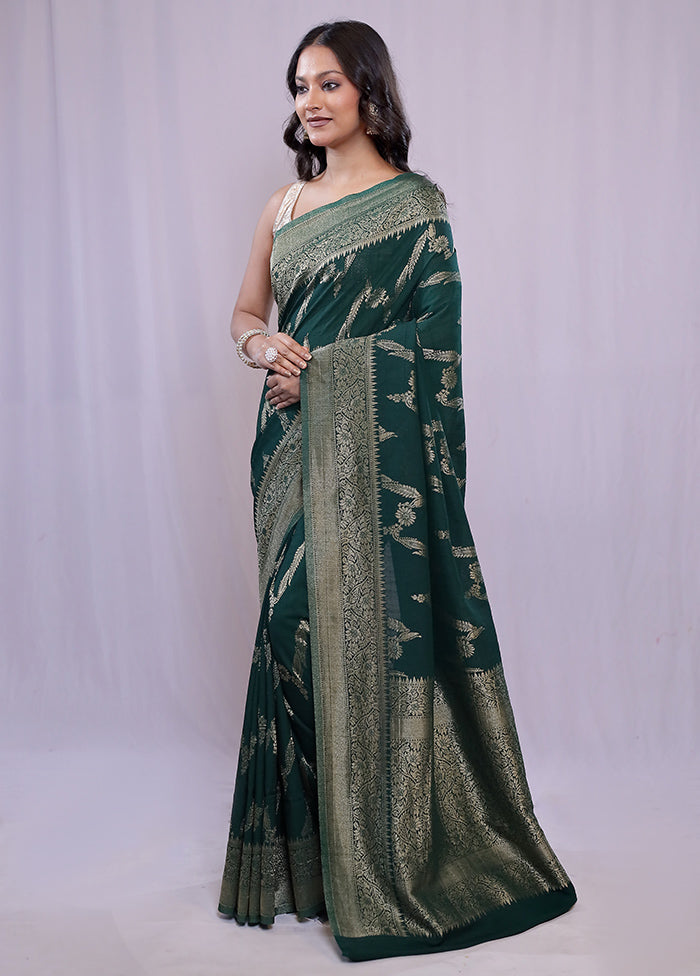 Green Georgette Saree With Blouse Piece - Indian Silk House Agencies