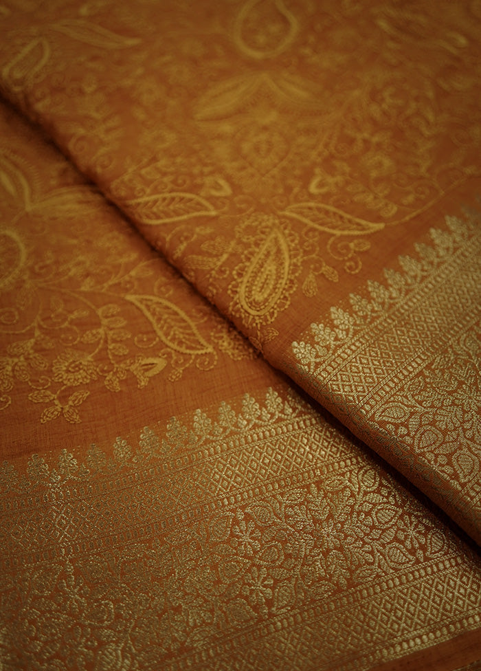 Yellow Dupion Silk Saree With Blouse Piece - Indian Silk House Agencies