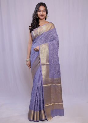 Grey Dupion Silk Saree With Blouse Piece - Indian Silk House Agencies