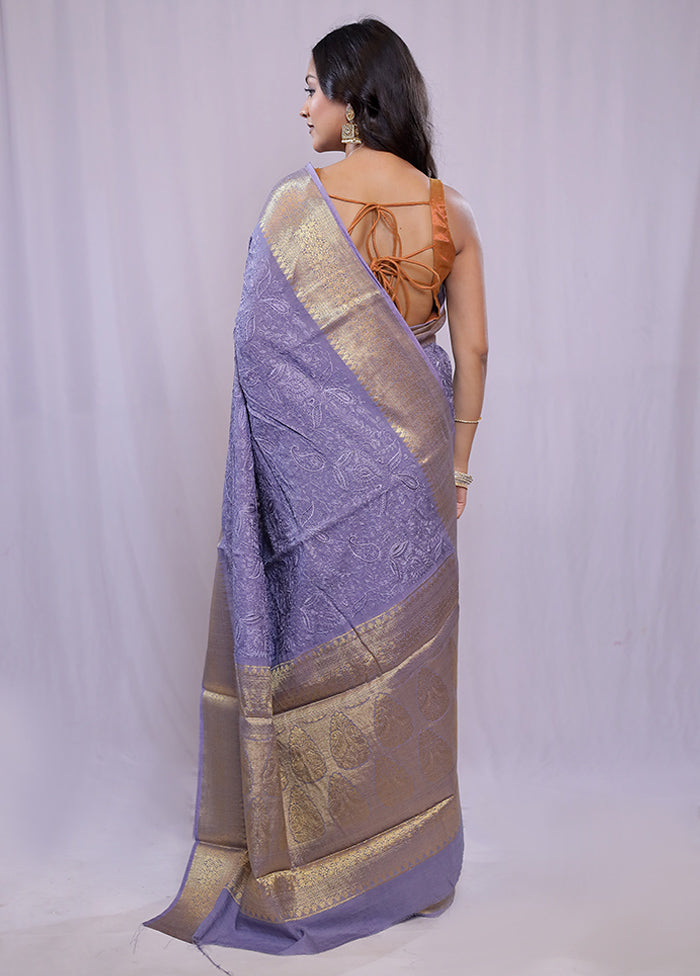 Grey Dupion Silk Saree With Blouse Piece - Indian Silk House Agencies