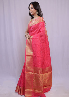 Pink Dupion Silk Saree With Blouse Piece - Indian Silk House Agencies