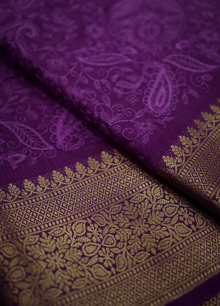 Purple Dupion Silk Saree With Blouse Piece - Indian Silk House Agencies