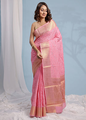 Pink Dupion Silk Saree With Blouse Piece - Indian Silk House Agencies