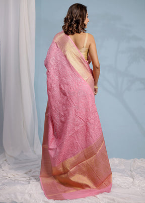 Pink Dupion Silk Saree With Blouse Piece - Indian Silk House Agencies