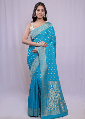 Blue Georgette Saree With Blouse Piece - Indian Silk House Agencies