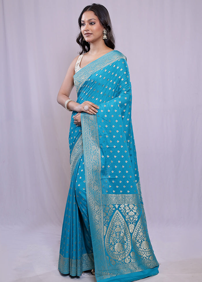 Blue Georgette Saree With Blouse Piece - Indian Silk House Agencies