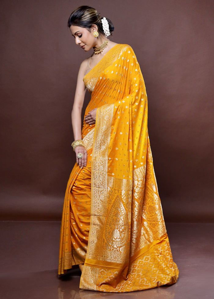 Yellow Georgette Saree Without Blouse Piece - Indian Silk House Agencies