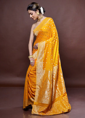 Yellow Georgette Saree Without Blouse Piece - Indian Silk House Agencies