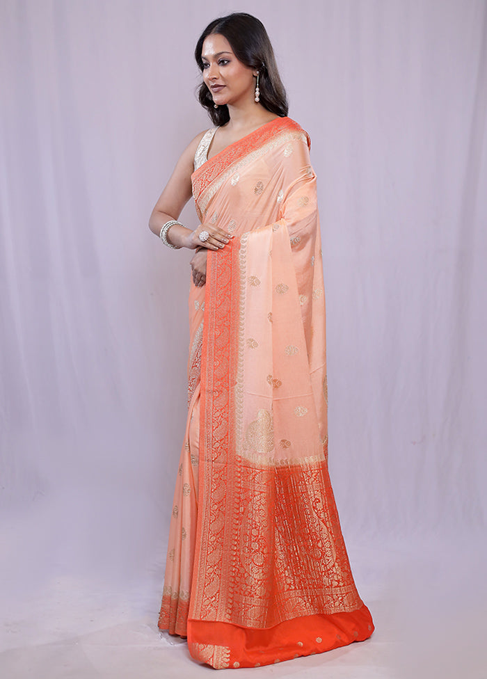 Peach Georgette Saree With Blouse Piece - Indian Silk House Agencies