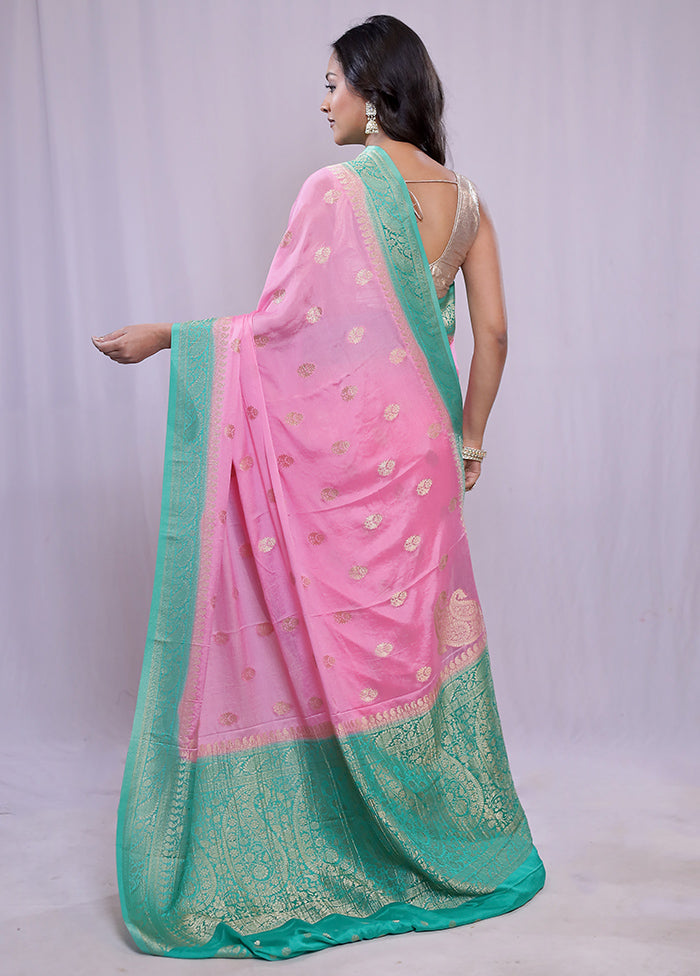 Pink Georgette Saree With Blouse Piece - Indian Silk House Agencies