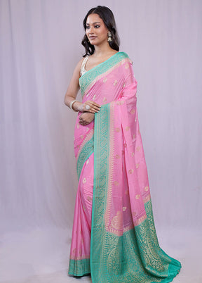 Pink Georgette Saree With Blouse Piece - Indian Silk House Agencies