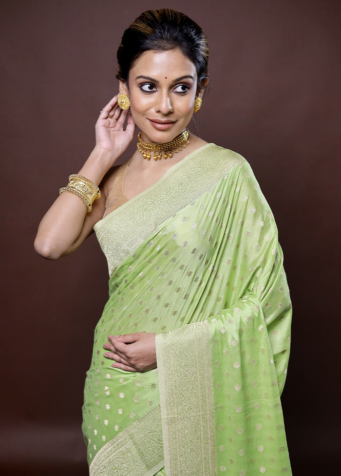 Green Georgette Saree Without Blouse Piece - Indian Silk House Agencies