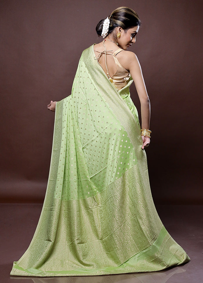 Green Georgette Saree Without Blouse Piece - Indian Silk House Agencies