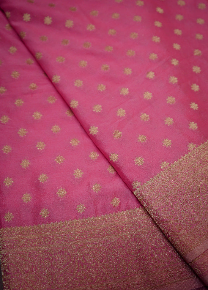 Pink Georgette Saree Without Blouse Piece - Indian Silk House Agencies