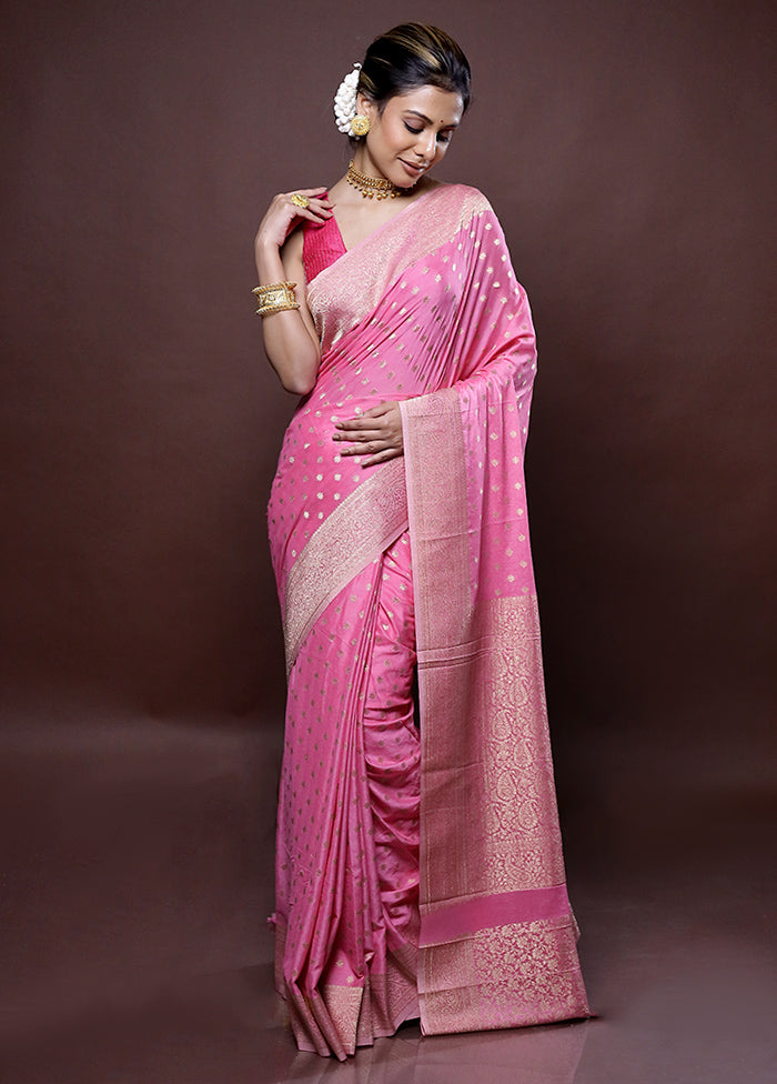 Pink Georgette Saree Without Blouse Piece - Indian Silk House Agencies